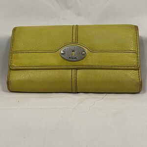 Fossil Yellow Marlow Trifold Leather Wallet
